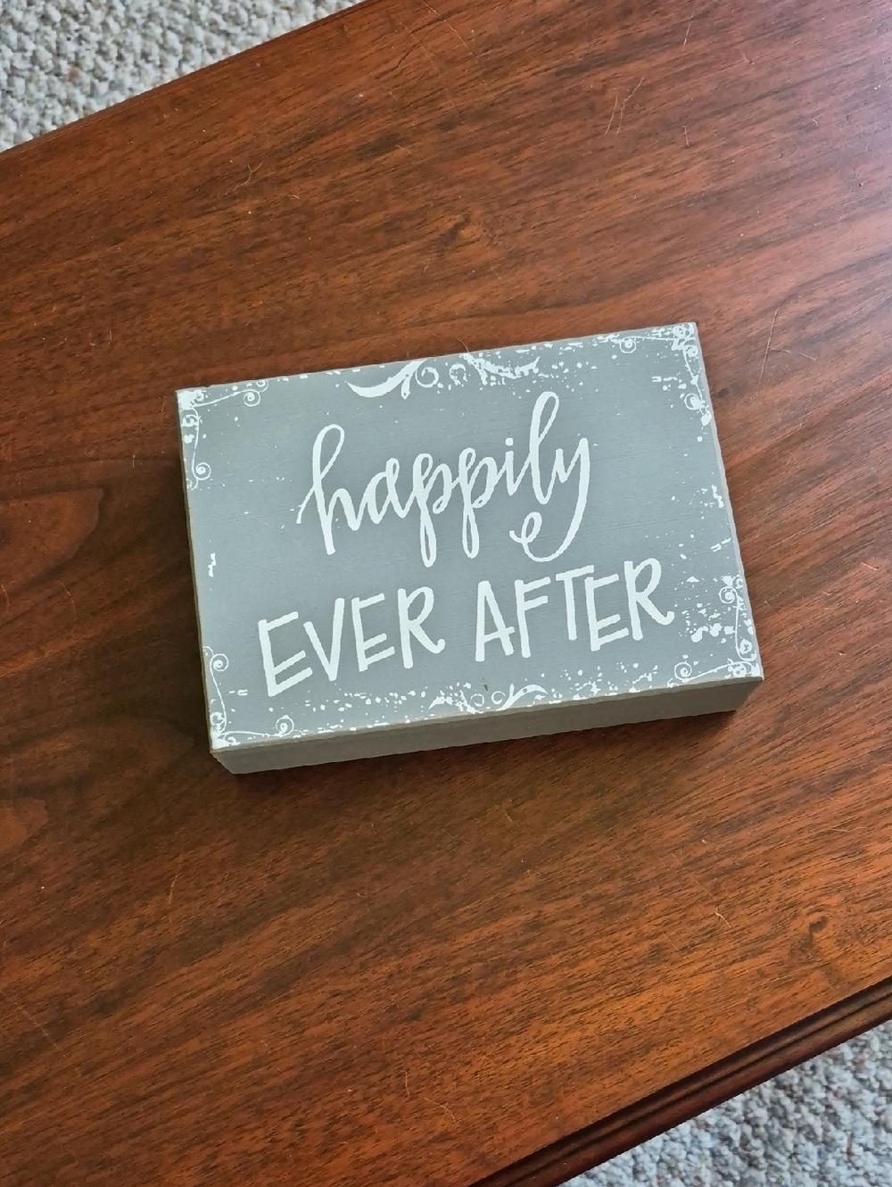 Happily Ever After Decorative Home Art Sign - Gray